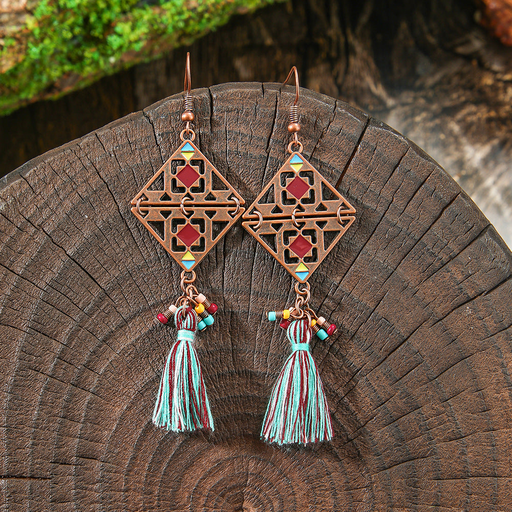 Wholesale Bohemian Tassel Earrings Handmade Zinc Alloy Retro Party Gift