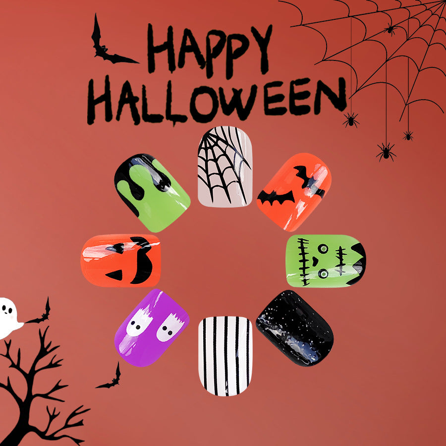 Wholesale 24 Pieces/box Halloween Bat Ghost Press-on Nails Kits Nail Stickers ACC-NS-GuaiXL067