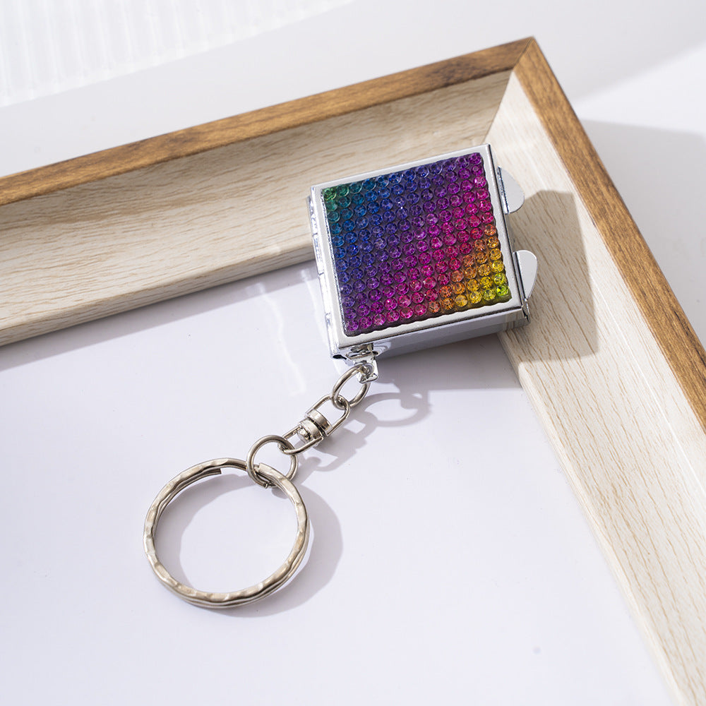 Wholesale Colorful Rhinestone Mini Makeup Mirror Keychains ACC-KC-ZhiYa052