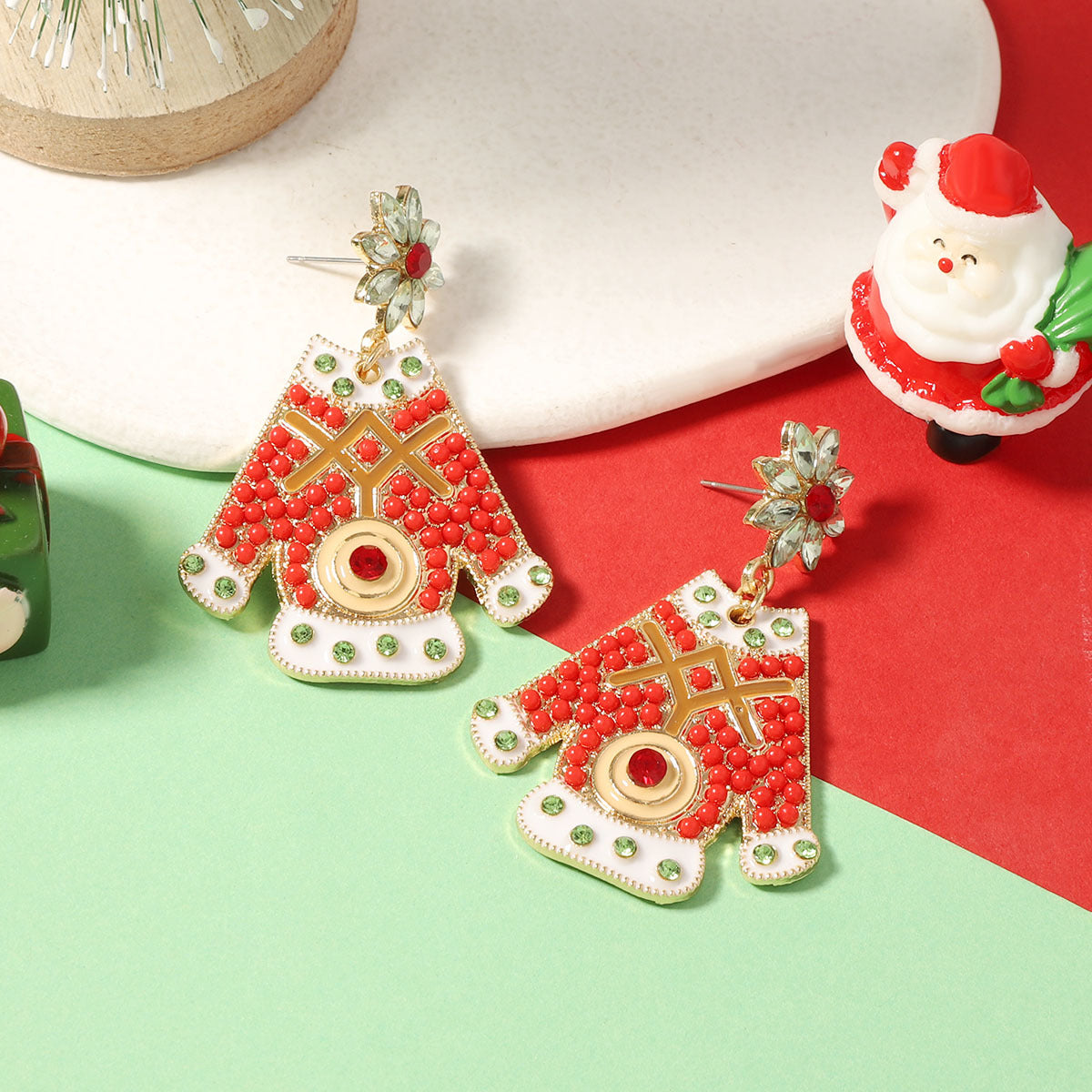 Wholesale Christmas alloy inlaid zircon earrings