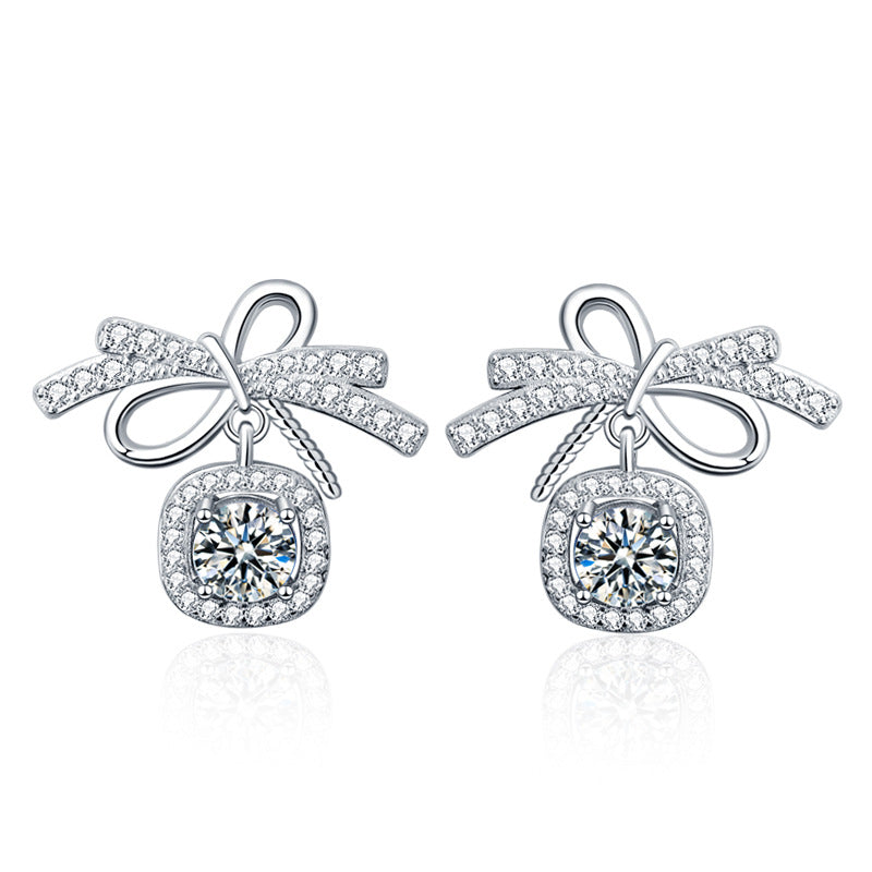 Wholesale 925 sterling silver bow earrings