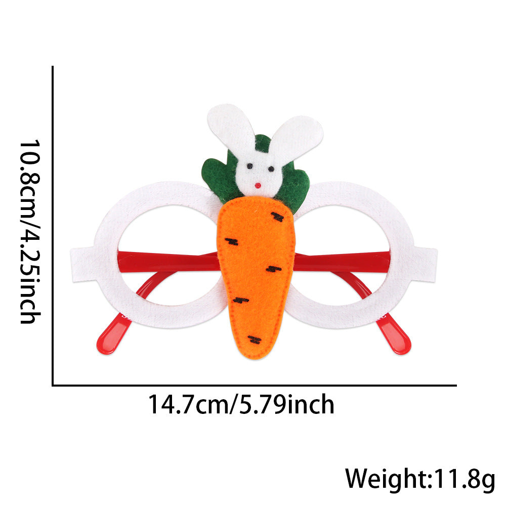 Wholesale  Easter decorations flannel chicken rabbit photo glasses decoration