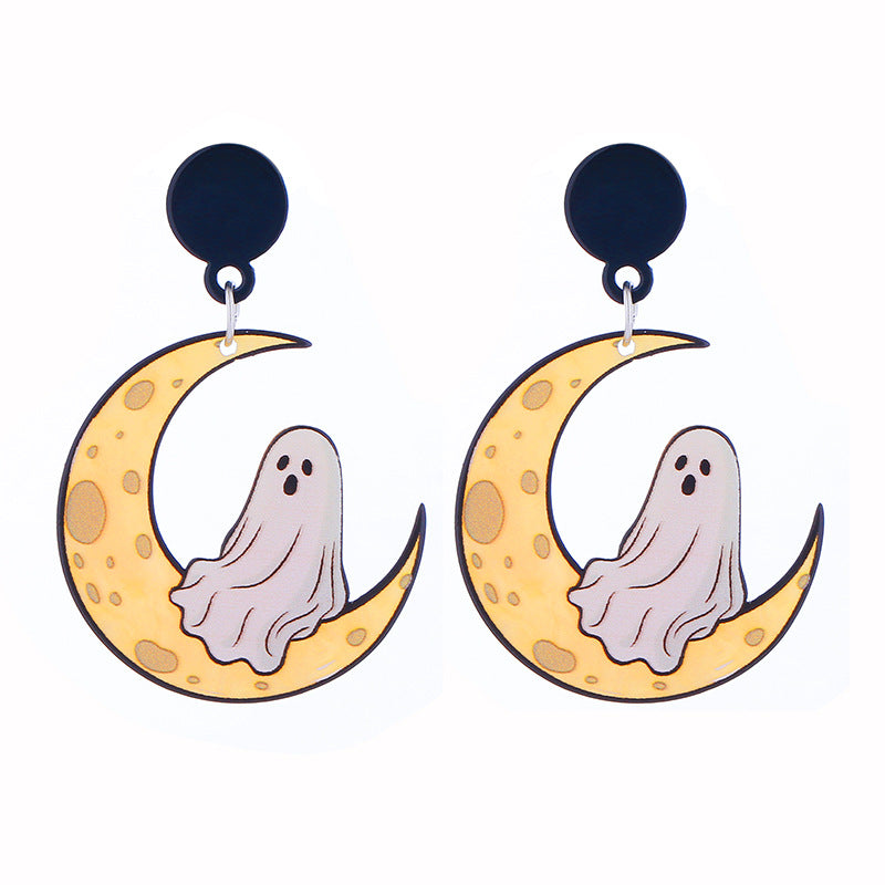 Wholesale Acrylic Earrings Ghost Pumpkin Cartoon Bat Pumpkin Halloween Earrings