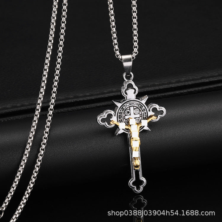 Wholesale Titanium Steel  Cross Necklace  Hip-Hop All-Match Pendant Necklaces