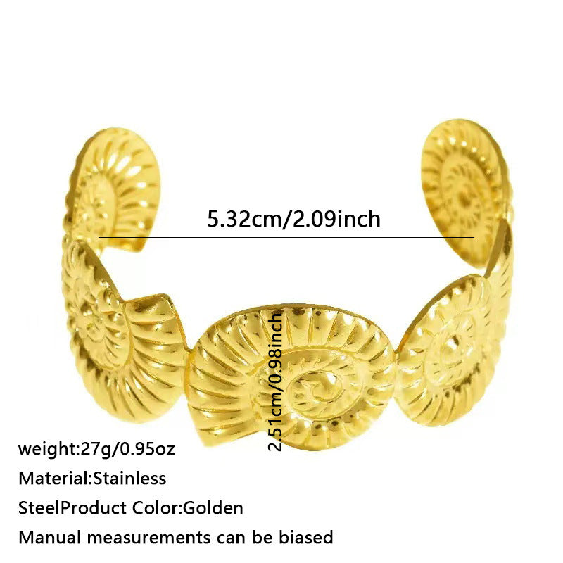 Wholesale Light Luxury Stainless Steel Open Cuff Bracelet with Cutout Design