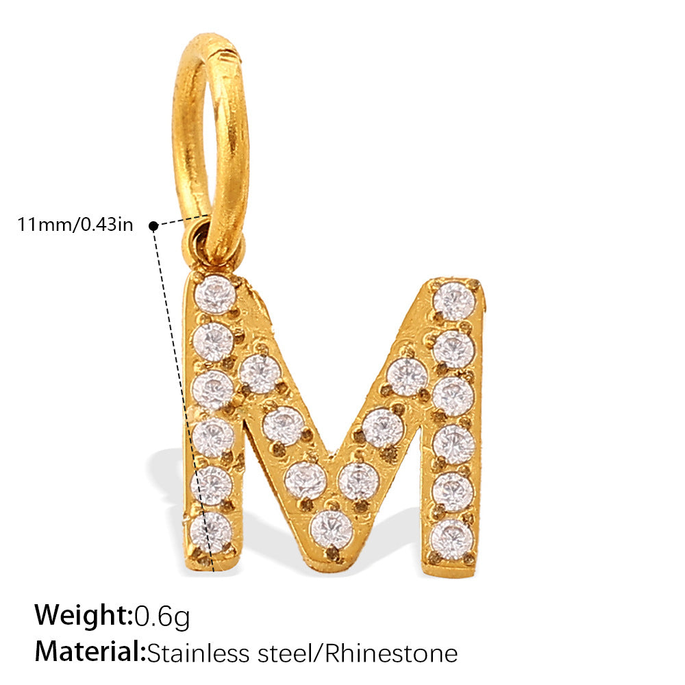 Wholesale Diamond-Encrusted 26 English Letter Charms for Jewelry