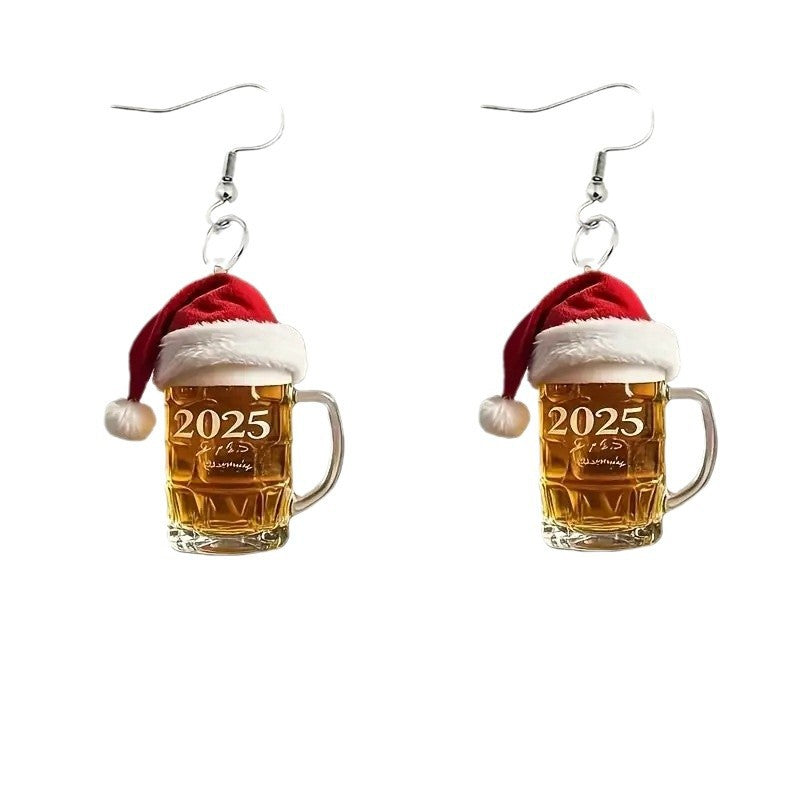 Wholesale Christmas Beer Mug Acrylic Earrings ACC-ES-Xiyin005