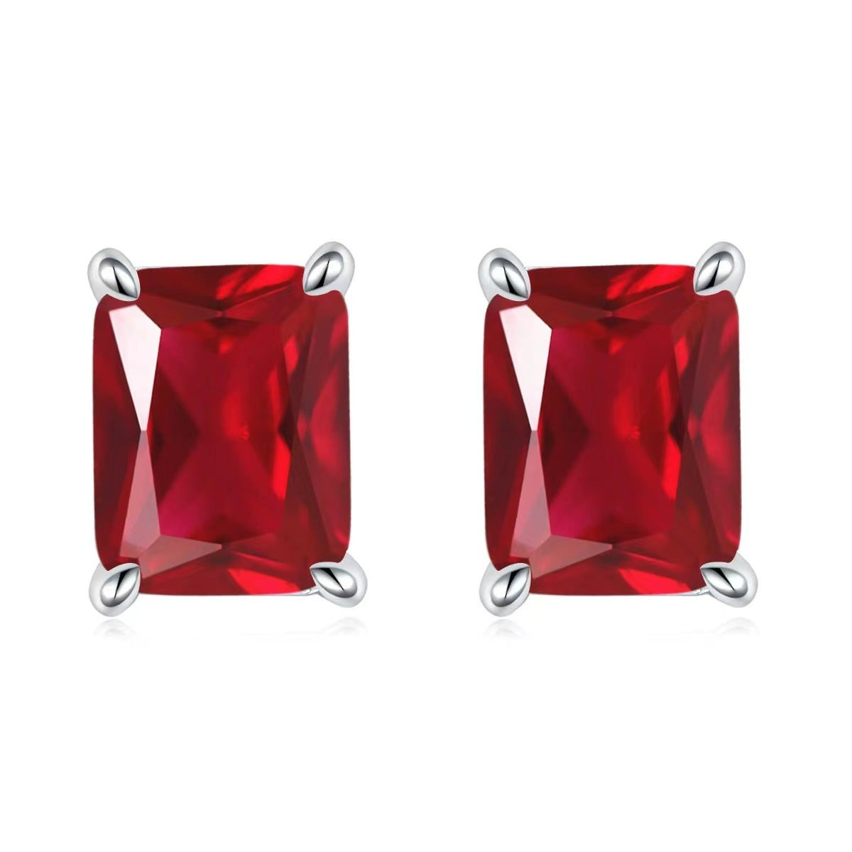 Wholesale Colorful Rectangular Gemstone Earrings European American Style Inlaid Zircon Fashion Accessory