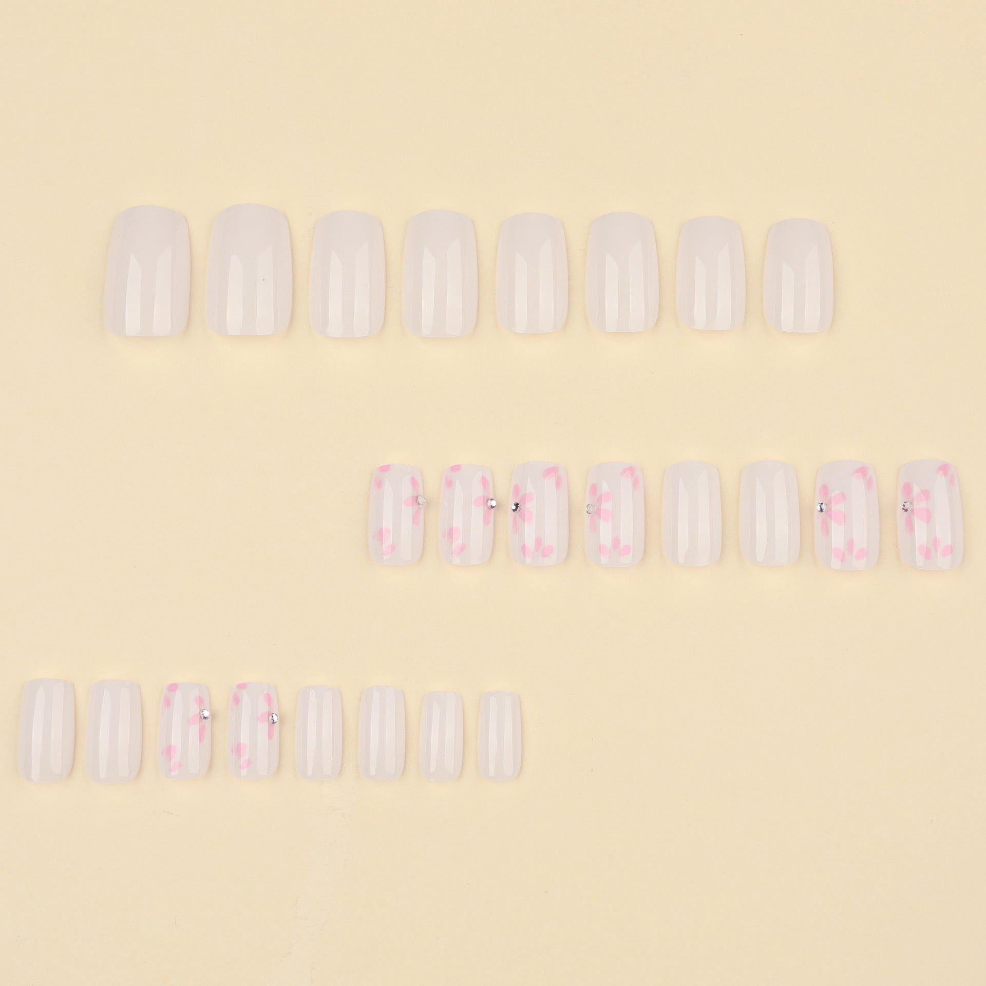Wholesale 24 Pieces/box Pure Pink Spot Nails Kits Nail Stickers