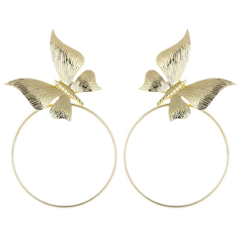 Wholesale  retro alloy butterfly hoop earrings