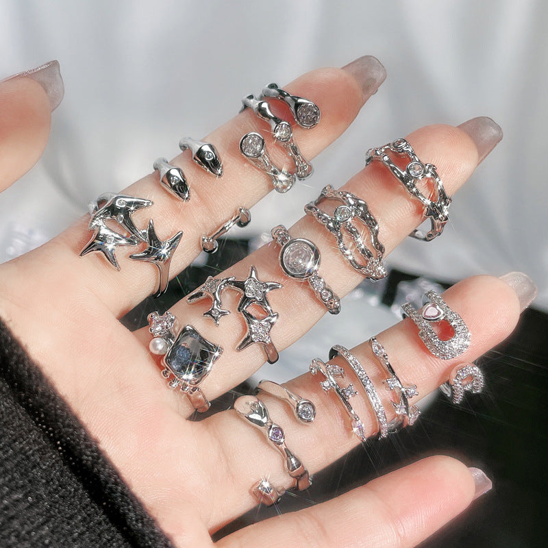 Wholesale Irregular special-shaped texture pleated open ring