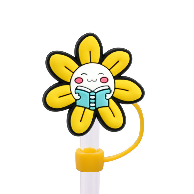 Wholesale Random 100pcs Learning Bookworm Series 8/10mm PVC Soft Straw Tube Cap