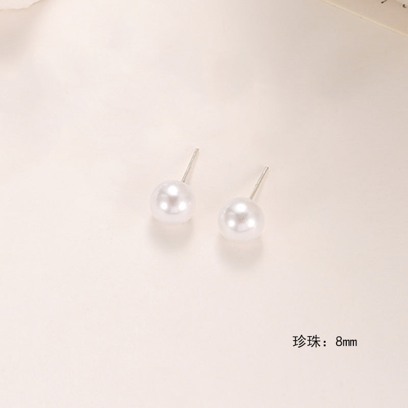 Wholesale pearl retro round shiny ear hooks earrings