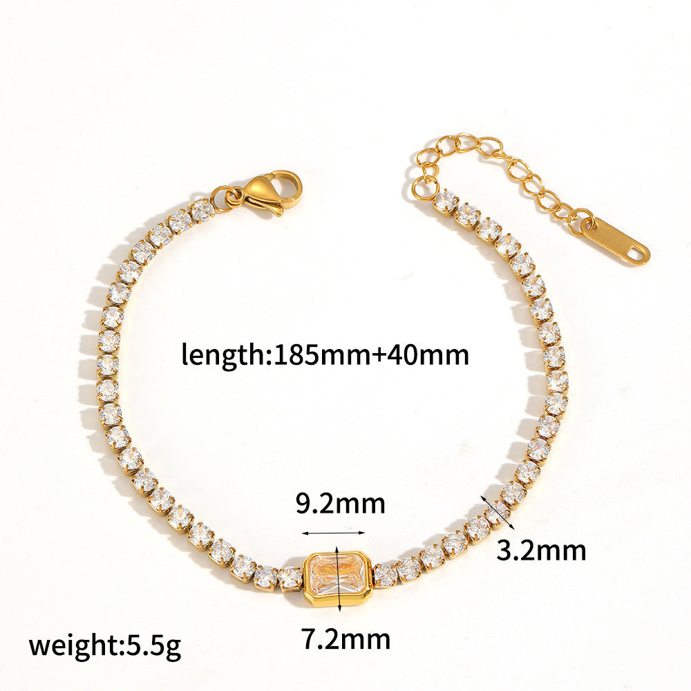Wholesale Fade-Resistant Stainless Steel Full-Diamond Tennis Bracelet