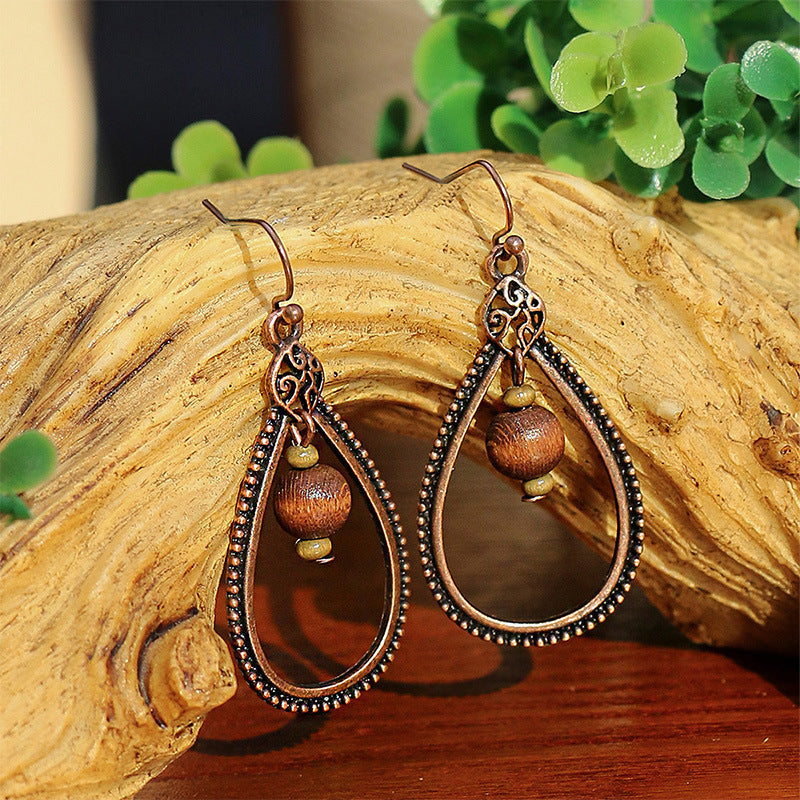Wholesale Handmade Wooden Bead Ring Ethnic Retro Geometric Design Jewelry Accessory for Gift or Resale