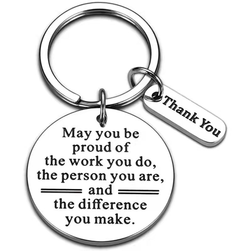 Wholesale European American Style Stainless Steel Inspirational Gratitude Keychain Gift For Family And