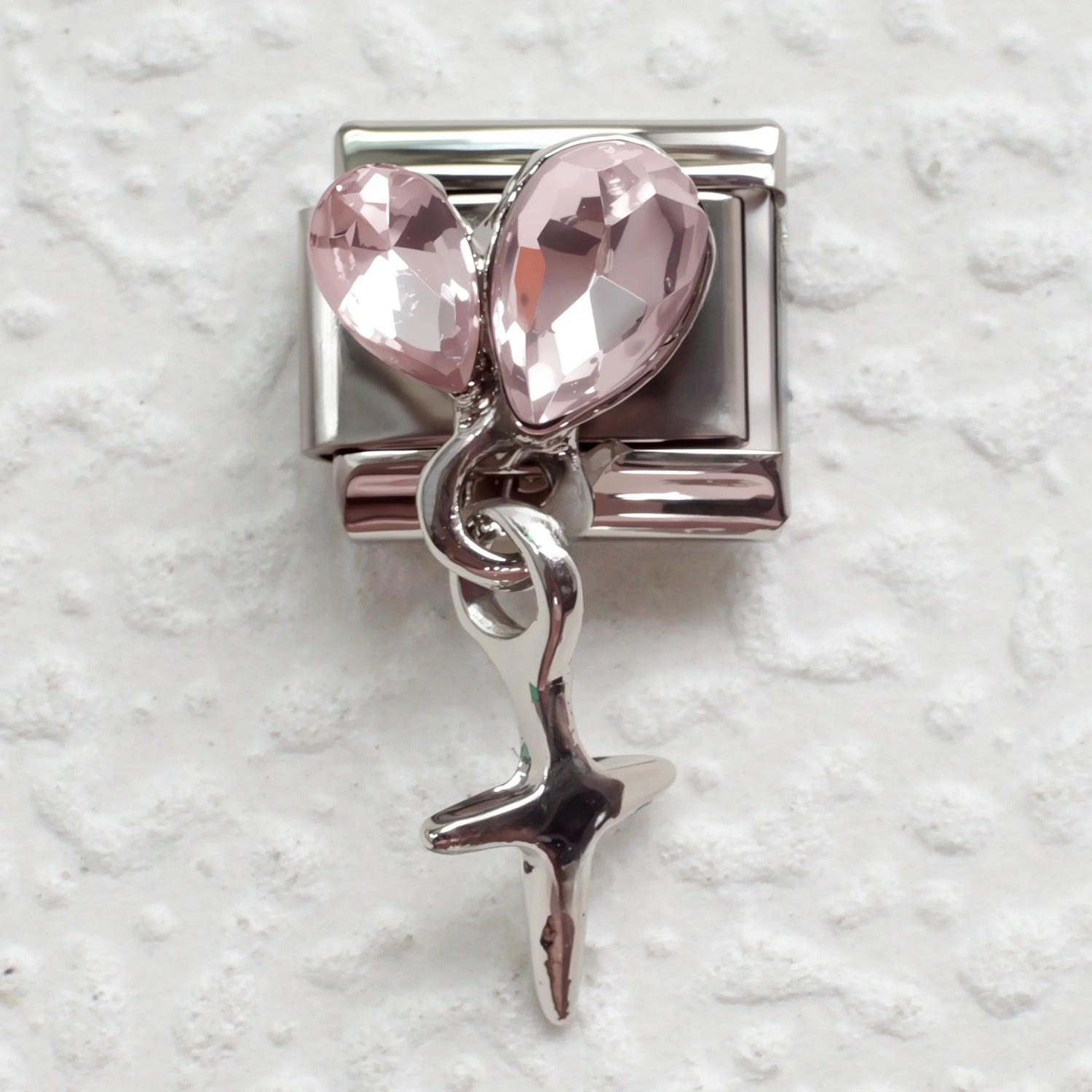 Wholesale Stainless Steel Pink Zirconia Italian Charm Bracelet Heart Shape DIY Accessory for Everyday Wear Gift
