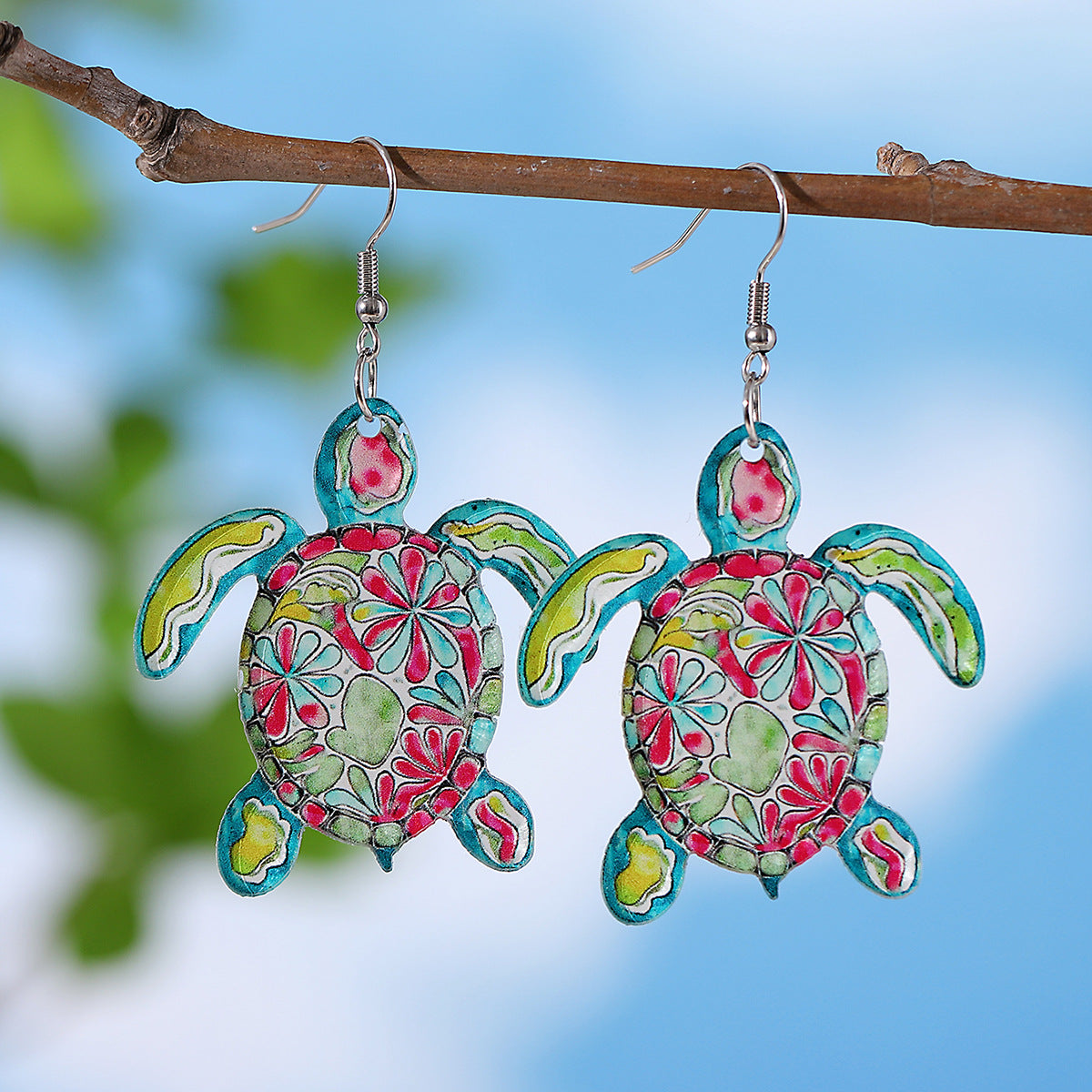 Wholesale Ocean Style Blue Purple Flower Turtle Acrylic Earrings