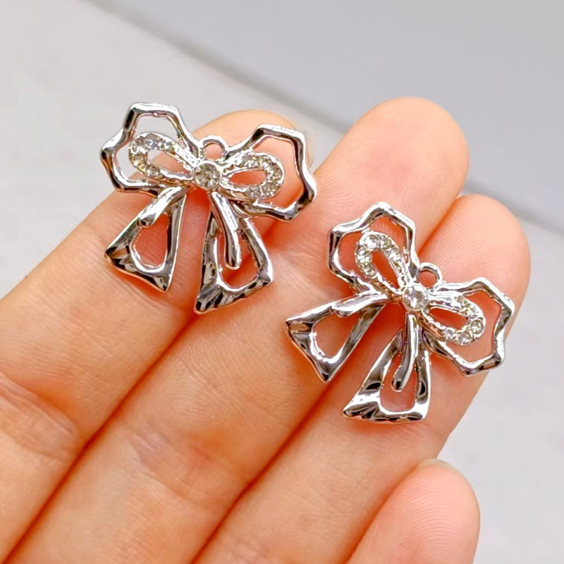 Wholesale 10pcs Casual Bow Pendant Accessories Diamond Small Pendant Alloy Accessories DIY Bracelet Jewelry Necklace Clothing Materials