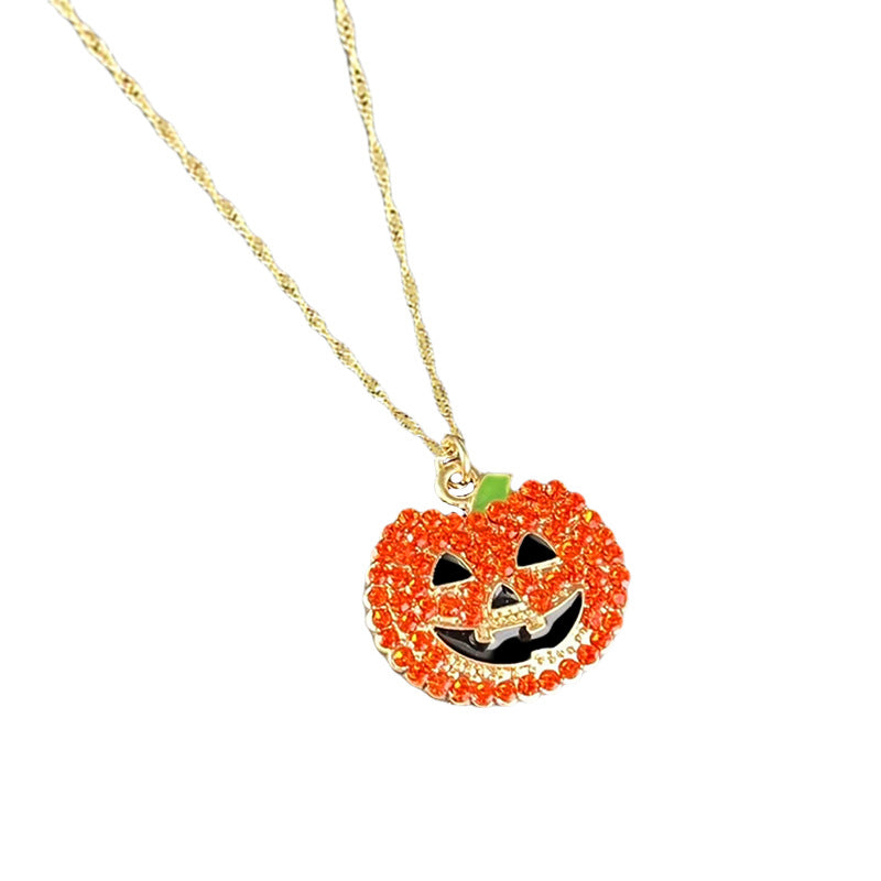 Wholesale  2pcs Exaggerated Color Diamond Pumpkin Children's Necklace