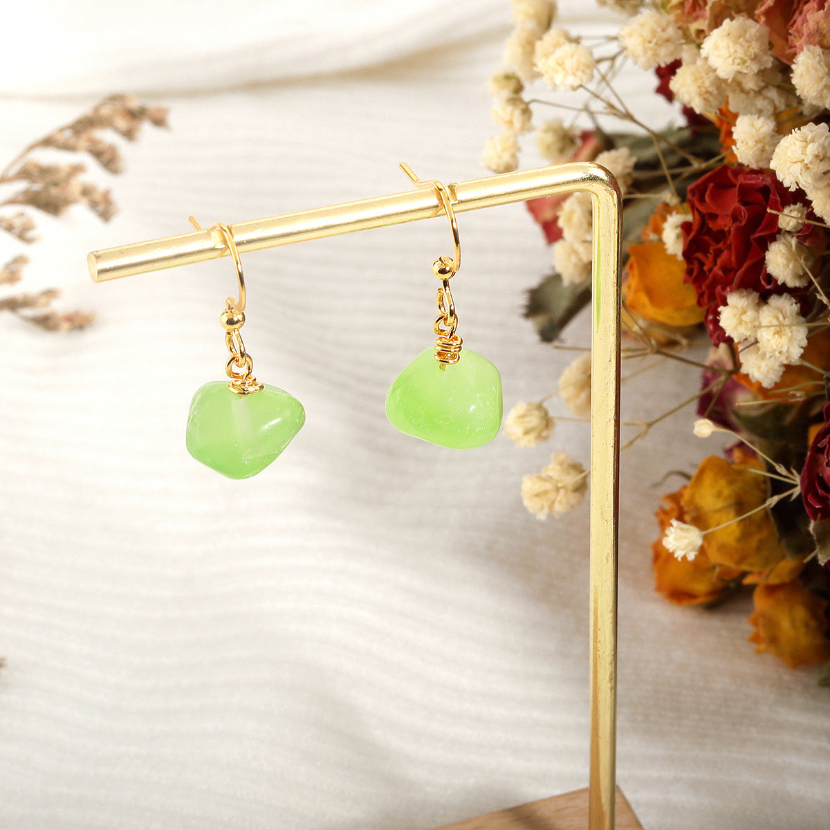 Wholesale A variety of simple natural crystal stone earrings ear jewelry