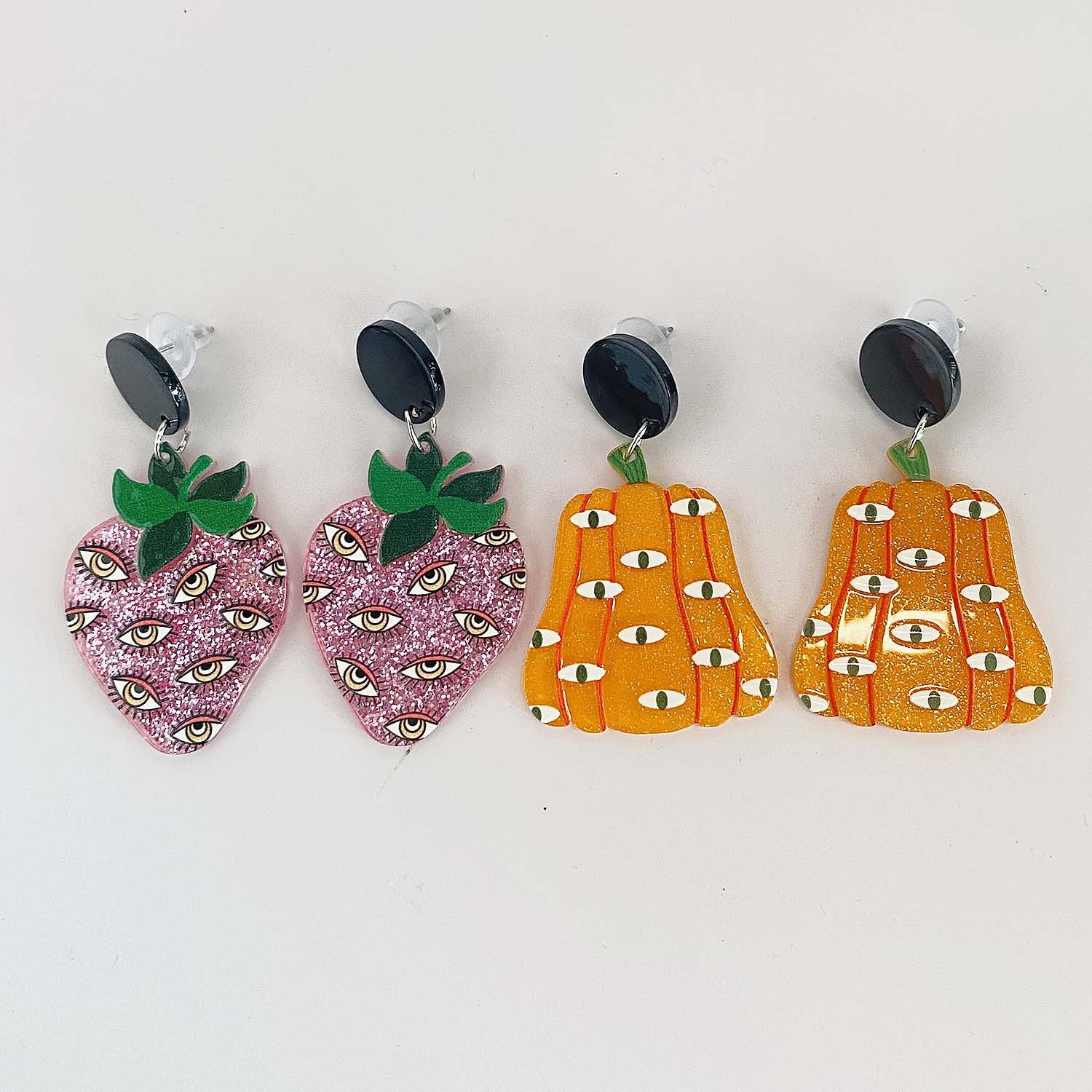 Wholesale Halloween Earrings Cat Ghost Pumpkin Strawberry Eyeball Acrylic Earrings ACC-ES-ChenY016