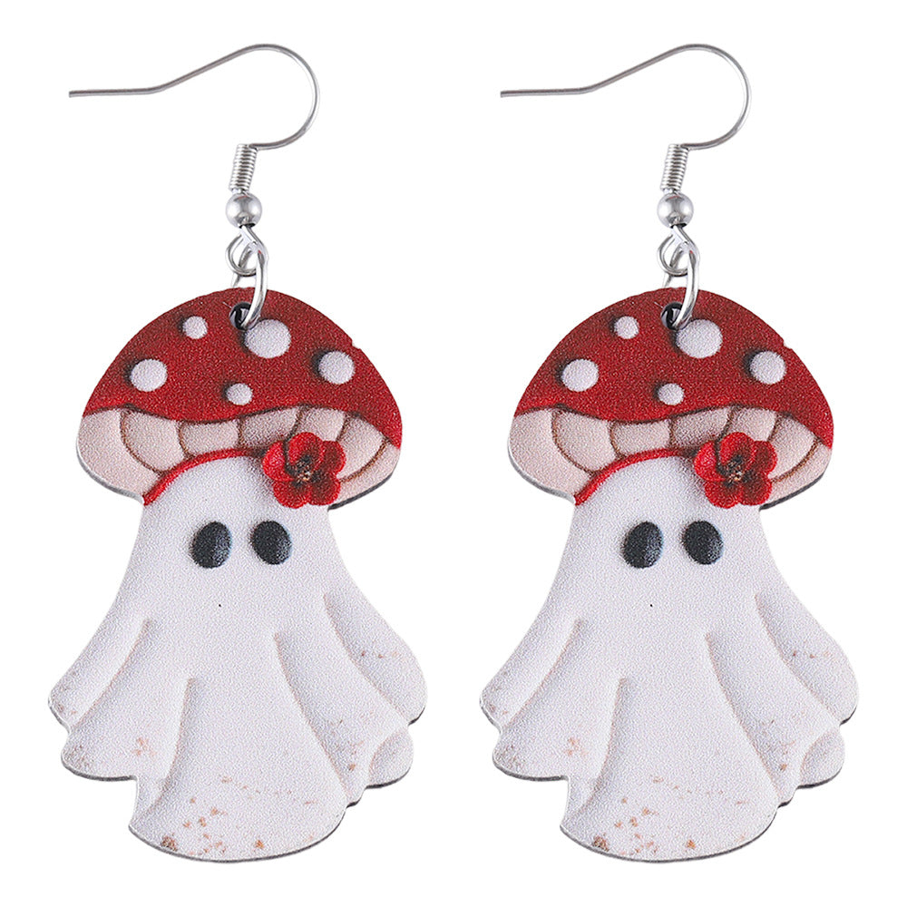 Wholesale Halloween Cute Ghost Pendant Earrings Wood Earrings Goth Theme Earrings ACC-ES-ChuLian035