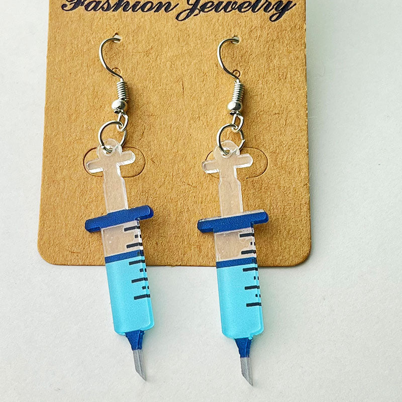 Wholesale  acrylic medical staff tablet stethoscope needle tube ECG earrings