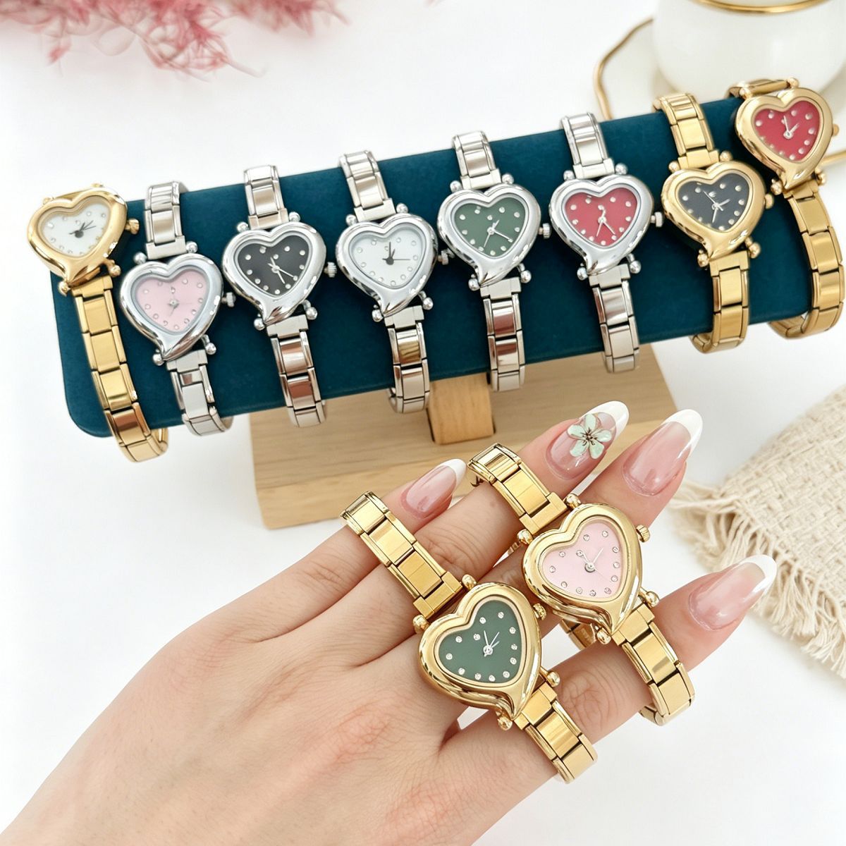Wholesale Chic DIY Modular Quartz Watch for Women,  Stainless Steel Heart Design,  Fashion Accessory