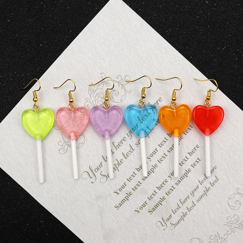 Wholesale Glitter Candy Color Love Lollipop Earrings