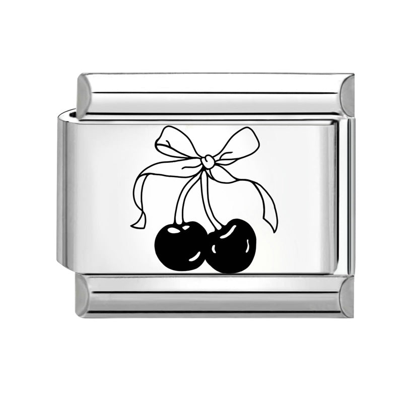 Wholesale  Italian Charm Bracelet 9mm DIY Splicing Removable Strawberry Cherry Stainless Steel Composable Bracelet