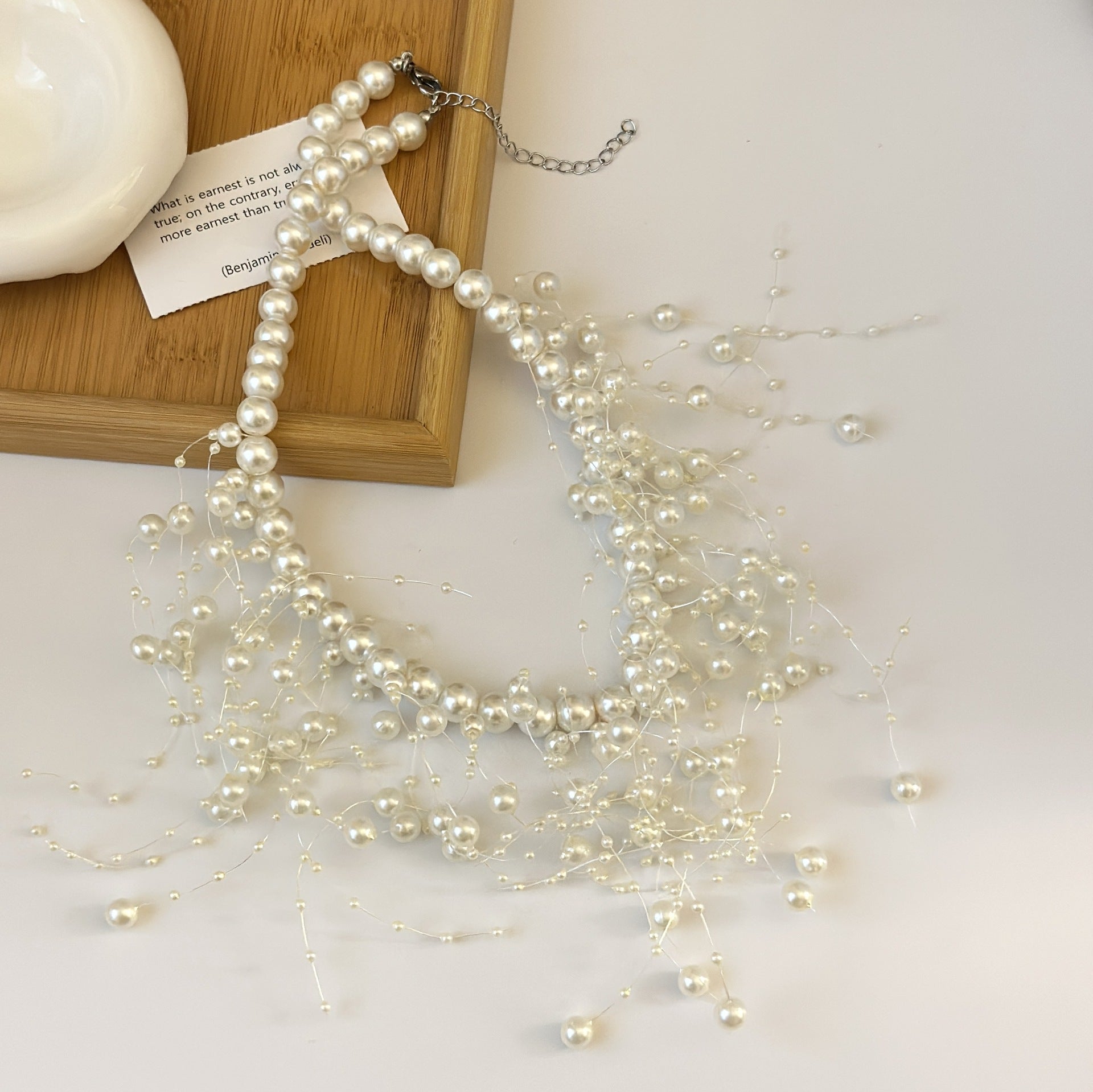 Wholesale multi-layer pearl tassel necklace