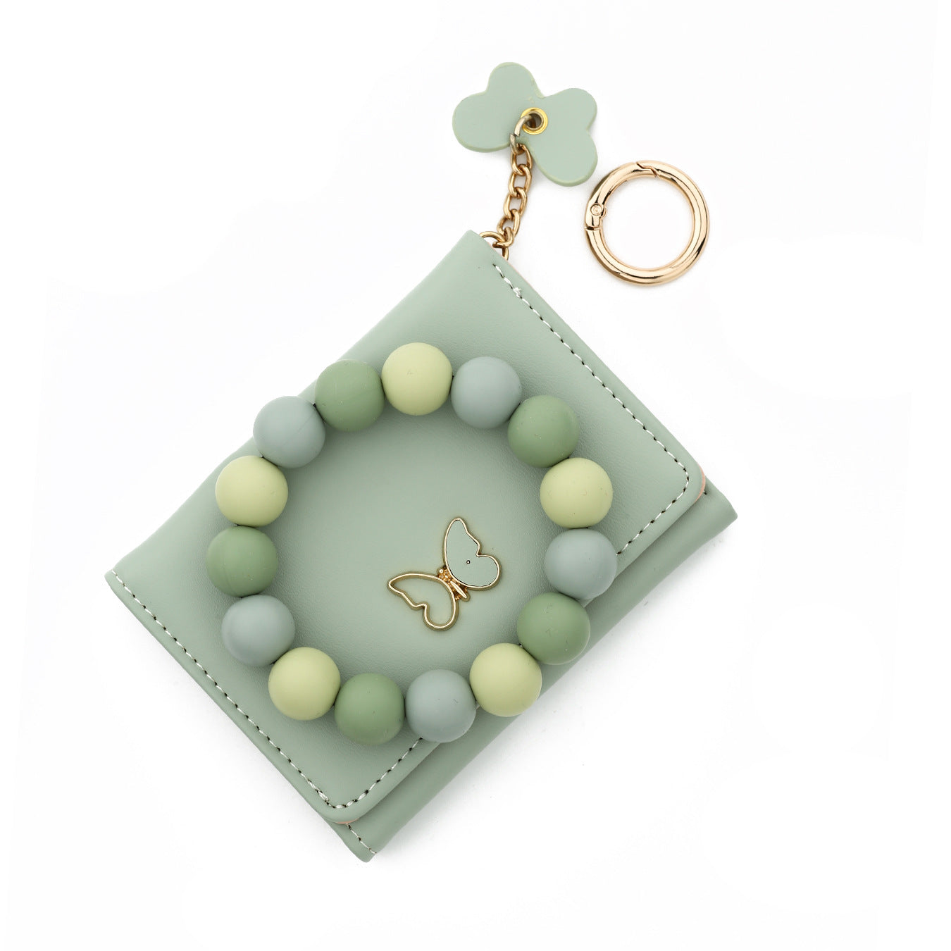 Wholesale Butterfly Card Bag ID Bag Silicone Bead Bracelet Wristlet Keychain