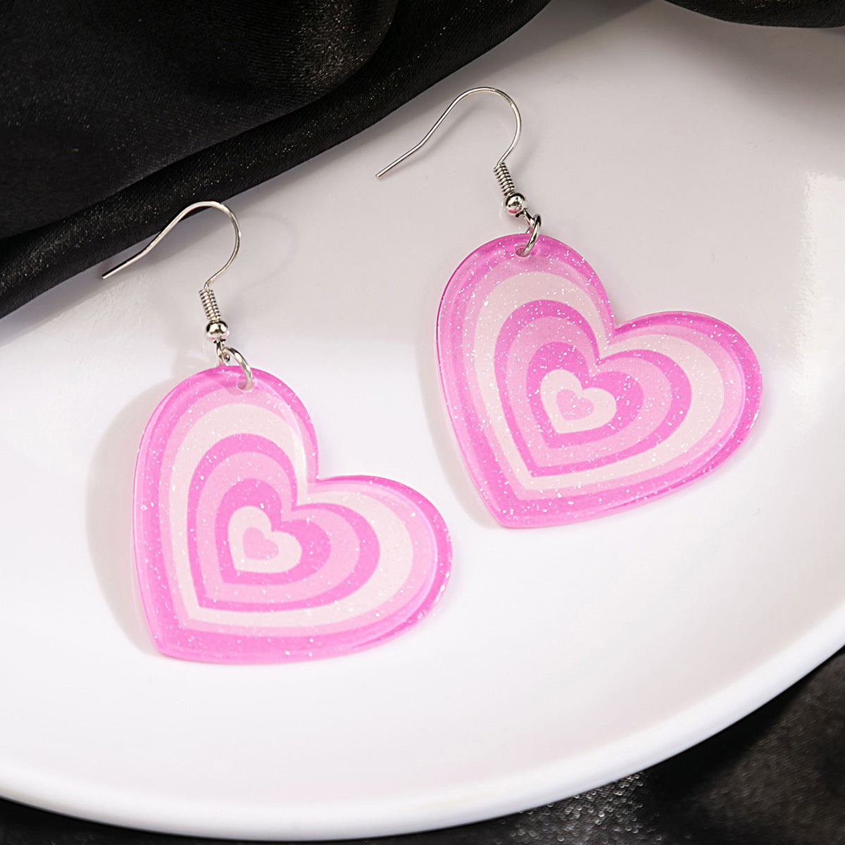 Wholesale Candy Color Heart Acrylic Earrings ACC-ES-ZhuiWo003