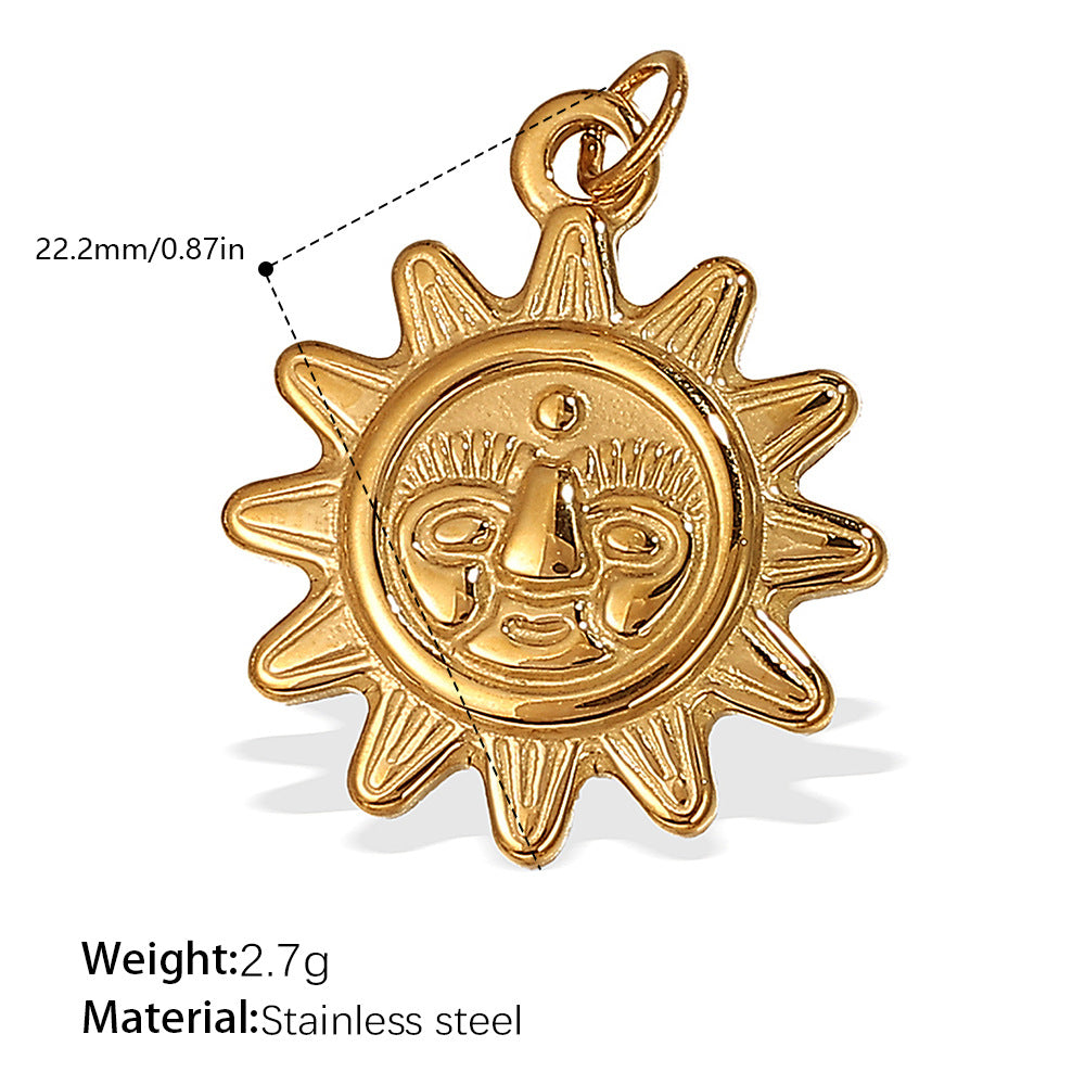 Wholesale wind hot sun moon stainless steel plated 18K gold Charms