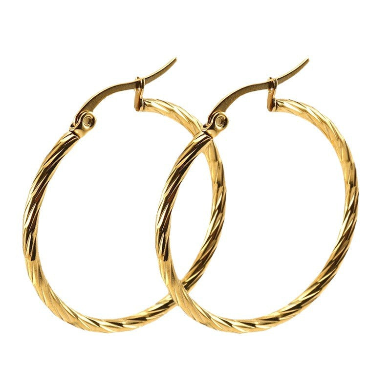 Wholesale 18K Titanium Steel Earrings  All-match Round gold-plated Earrings