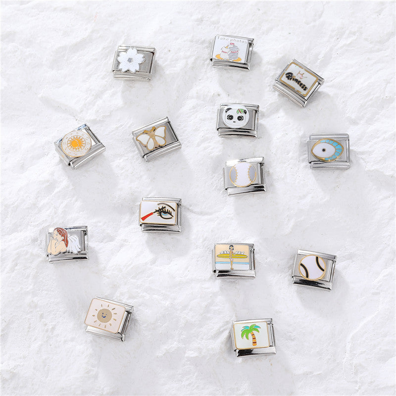 Wholesale Italian Charm Bracelet 9mm DIY Splicing White Series Titanium Steel Composable Bracelet