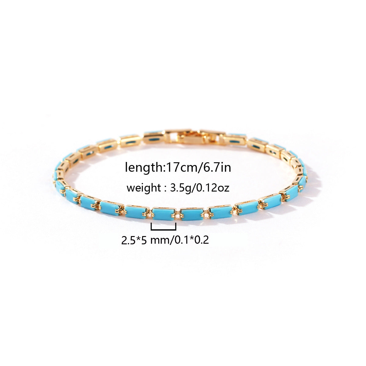 Wholesale 18k Gold Plated Zircon Bracelet,  Blue Turquoise Design,  Boutique Jewelry Accessory