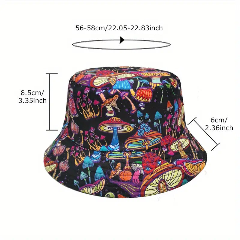 Wholesale Mushroom Pattern Double Sided Sun Hat Bucket Hat ACC-HT-YuXue012