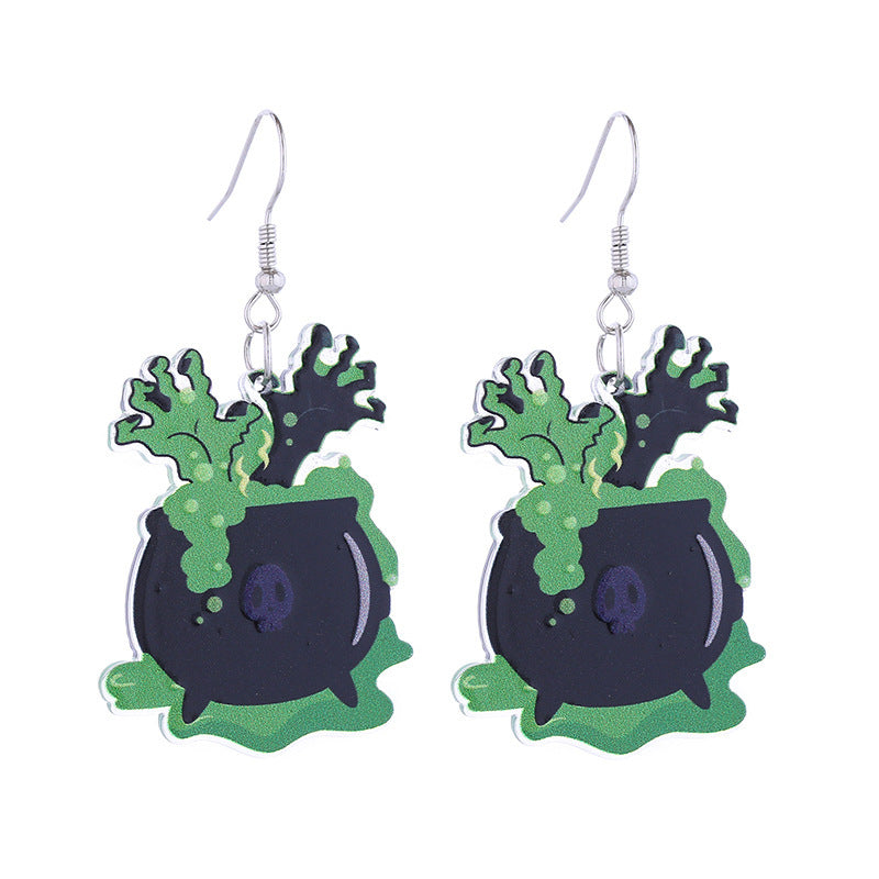 Wholesale Halloween Themed Earrings Funny Ghost Pumpkin Bat  Acrylic Earrings