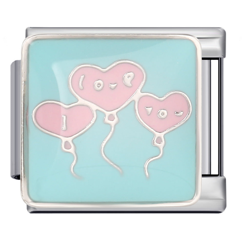 Wholesale 9mm Italian Charm Starter Bracelets DIY Hearts Single Section Creative Stainless Steel Composable Bracelet