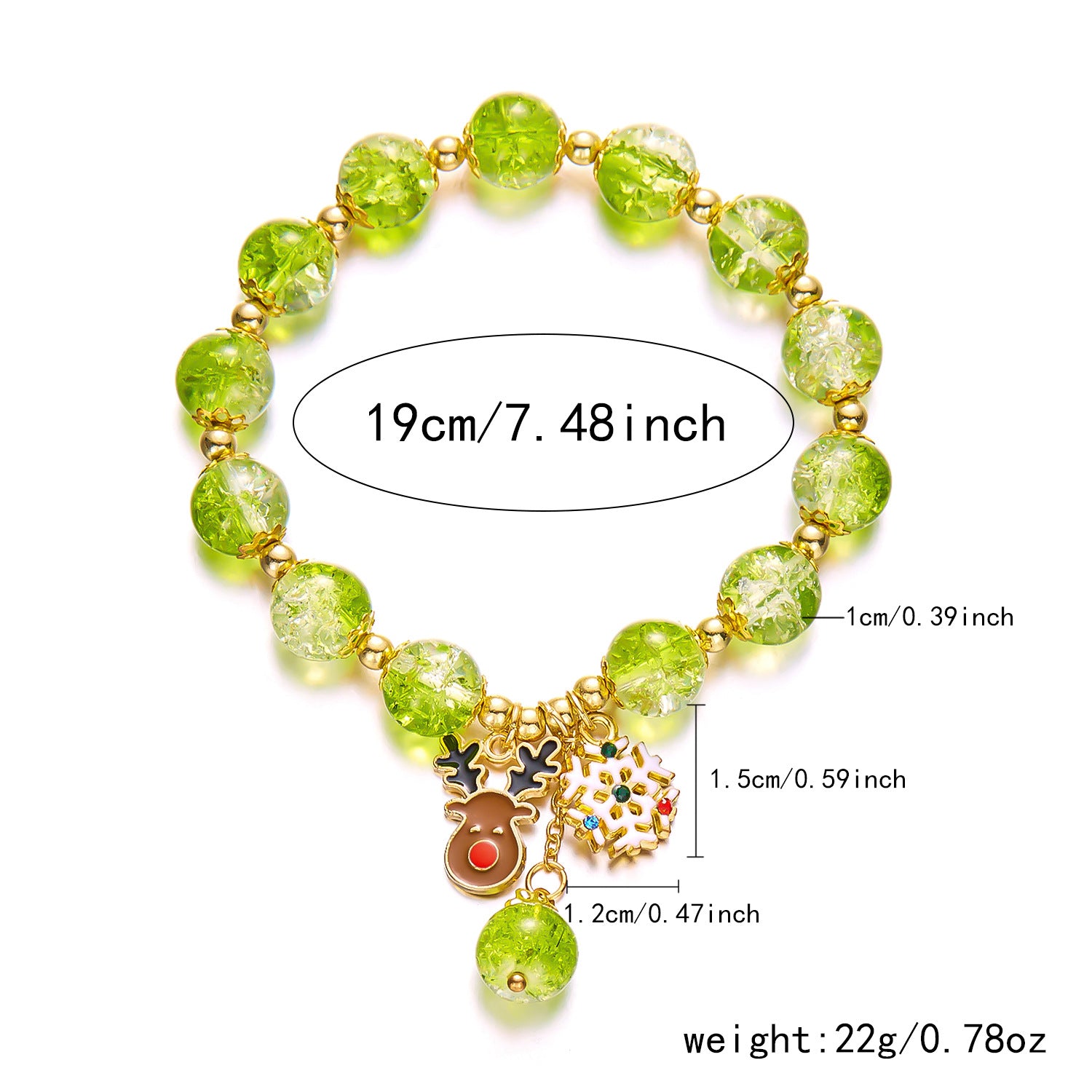 Wholesale Christmas Moon Elk Garland Beaded Bracelet