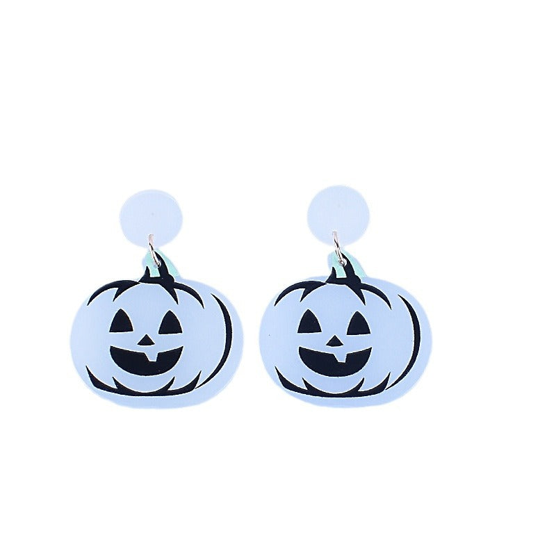 Wholesale Acrylic  Halloween  luminous fluorescent pumpkin ghost earrings