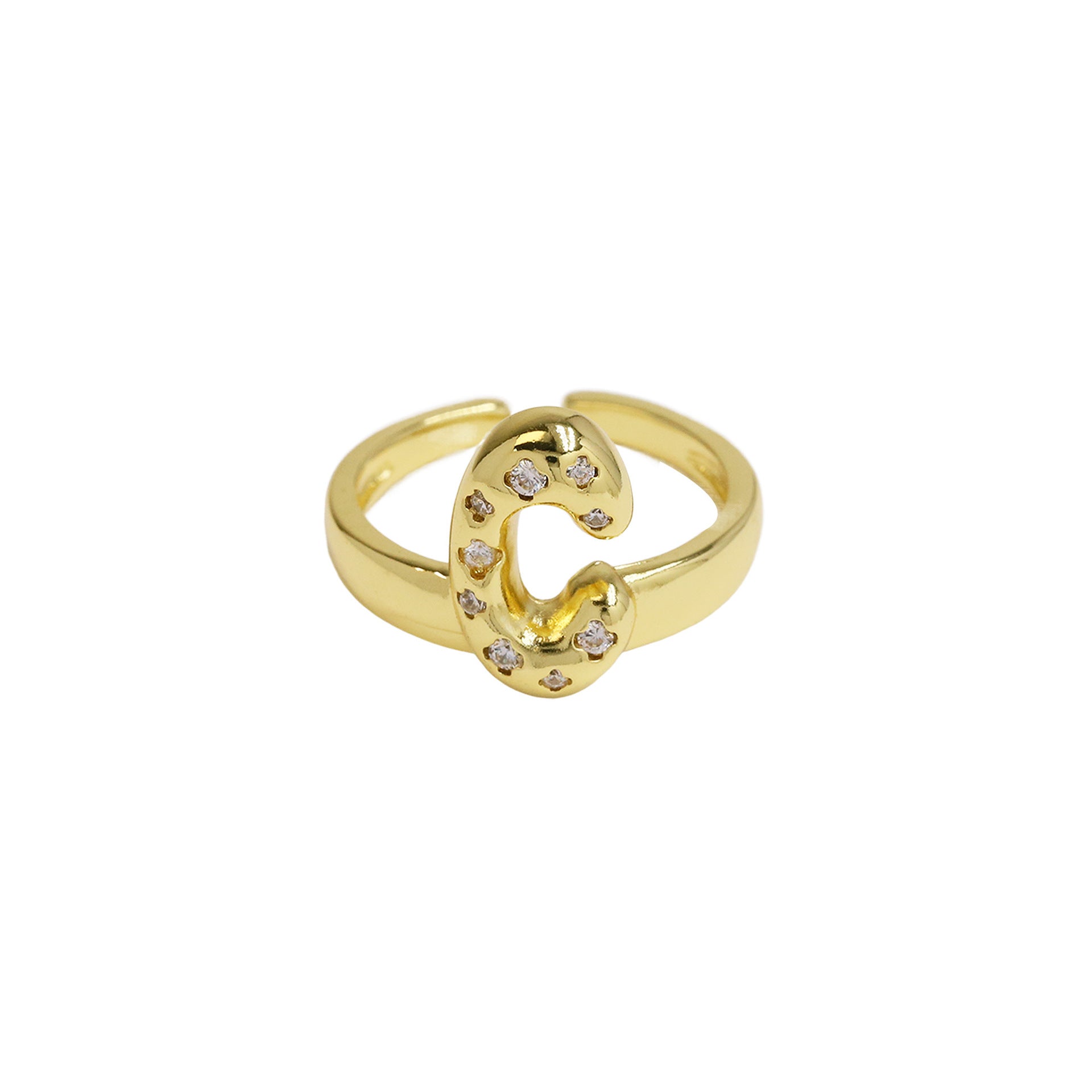 Wholesale Micro-inlaid Zircon Bubble Bubble Balloon Cute 26 English Letters Open Ring
