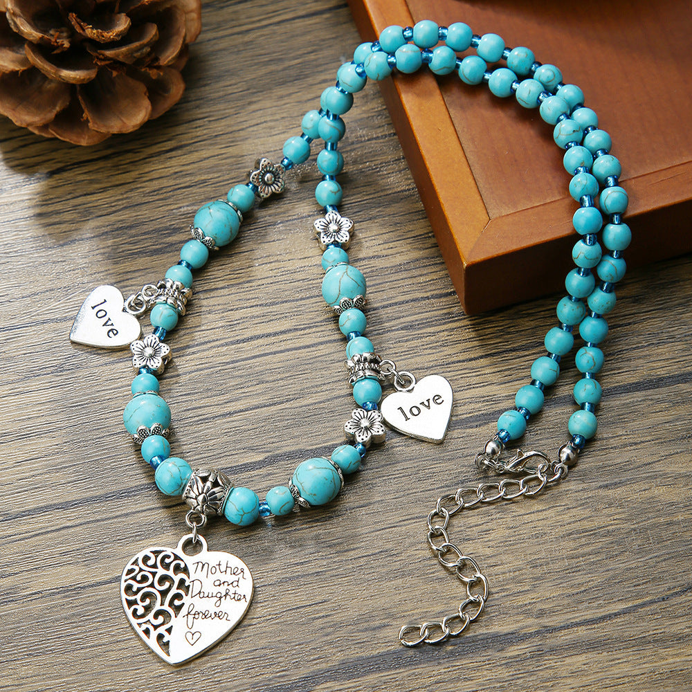 Wholesale turquoise necklace surfing punk necklace niche design hip-hop necklace