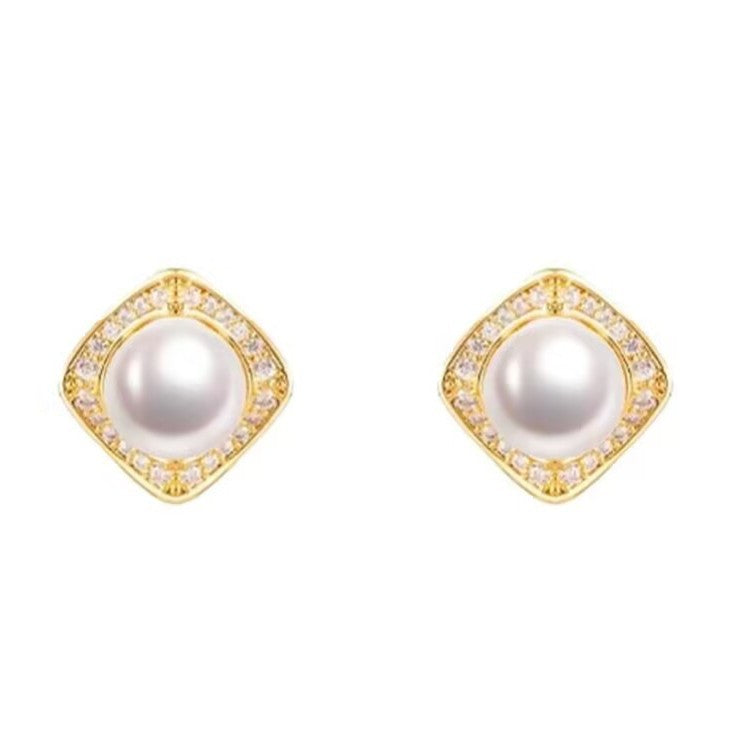 Wholesale  water pearl earrings with diamonds high-end earrings