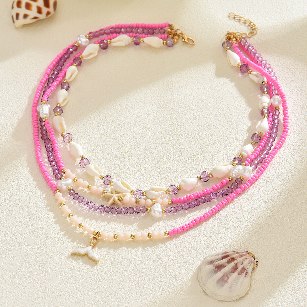 Wholesale Retro Ethnic Style Summer Seaside Shell Fish Tail Necklace