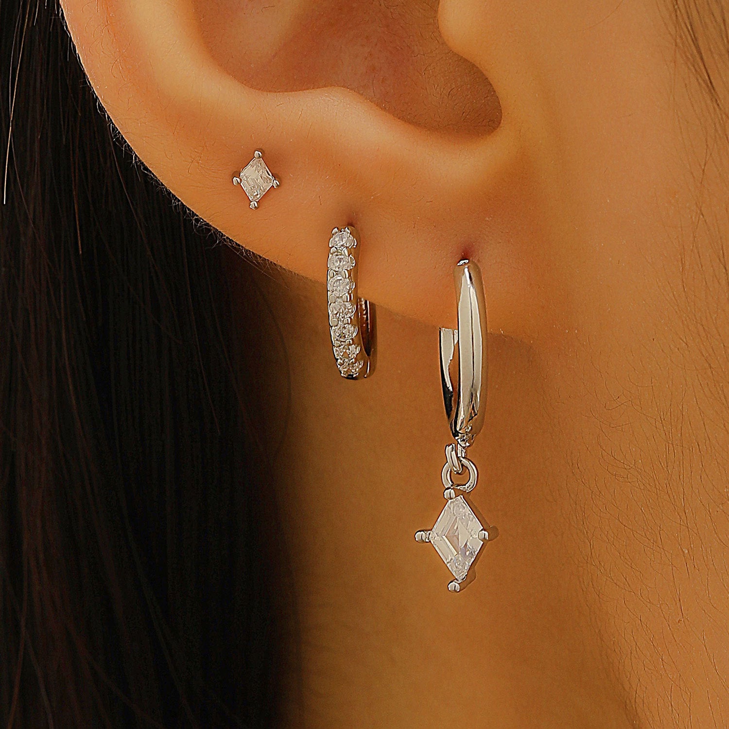 Wholesale Asymmetrical Star and Moon Earrings with Zircon Studs Blingbling Earrings Gold Plated Earrings