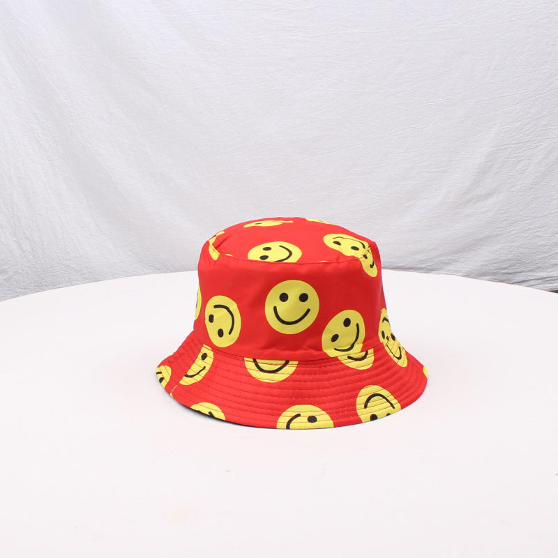 Wholesale Smiley Printed Large-brimmed Fisherman's Hat Basin Hat Bucket Hat