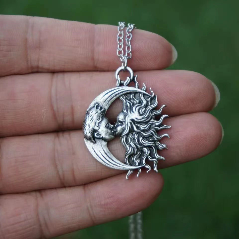 Wholesale Vintage Sun and Moon Kiss Valentine's Day Necklace